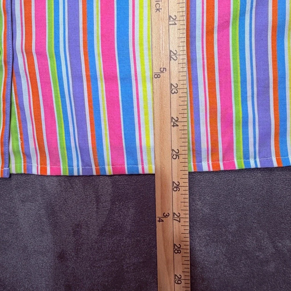 Foxcroft Button Down Shirt Womens 14W Multicolor Rainbow Stripe Wrinkle Free - Picture 5 of 6
